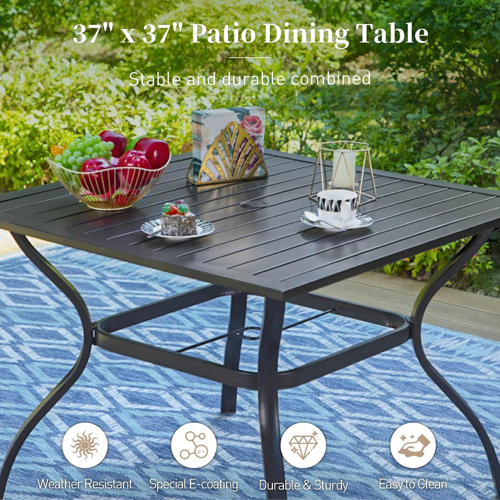 SUNSHINE VALLEY 5 Piece Patio Dining Set for 4, 37”x37” Square Table with Umb...