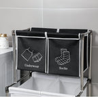 2 Tier Laundry Sorter with 4 Removable Bags for Organizing Clothes - Large Freestanding Laundry Hamper - Laundry Basket for Dirty Clothes in Laundry Room