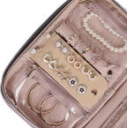 NISHEL Travel Jewelry Case, Holiday Organizer for Necklaces, Earrings, Rings, Bracelets, Watch, Peach Pink