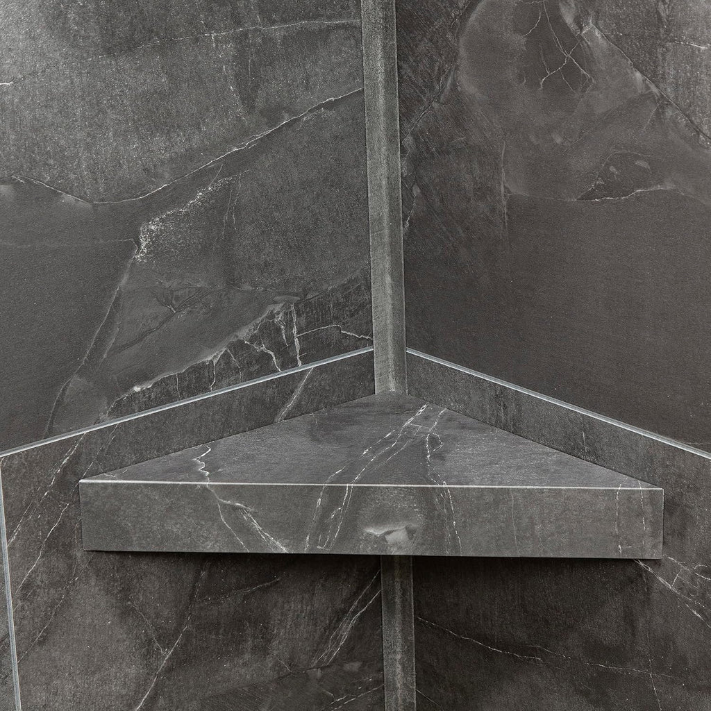 Palisade Vinyl Waterproof Corner Shower Shelf in Cracked Slate/Urban Quarry