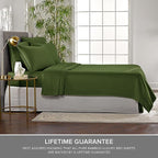 Twin Sheets by Pure Bamboo, Genuine 100% Organic Viscose Derived from Bamboo Bed Sheet Set, Luxuriously Soft & Cooling, Double Stitching, Lifetime Quality Promise (Twin, Pesto)