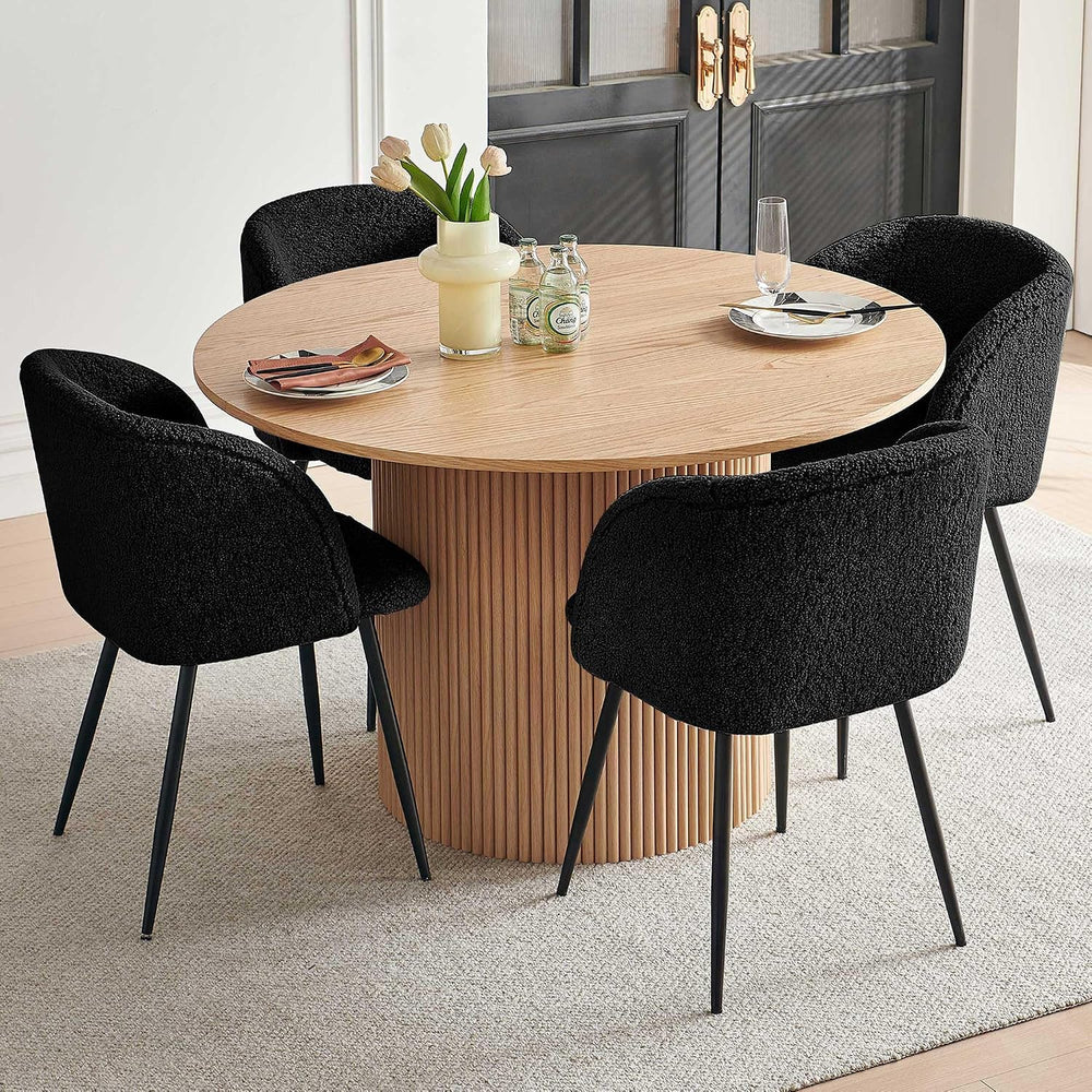Homedot 5-Piece Modern Kitchen Dining Room Table Set for 4, 47-Inch Oak Woode...