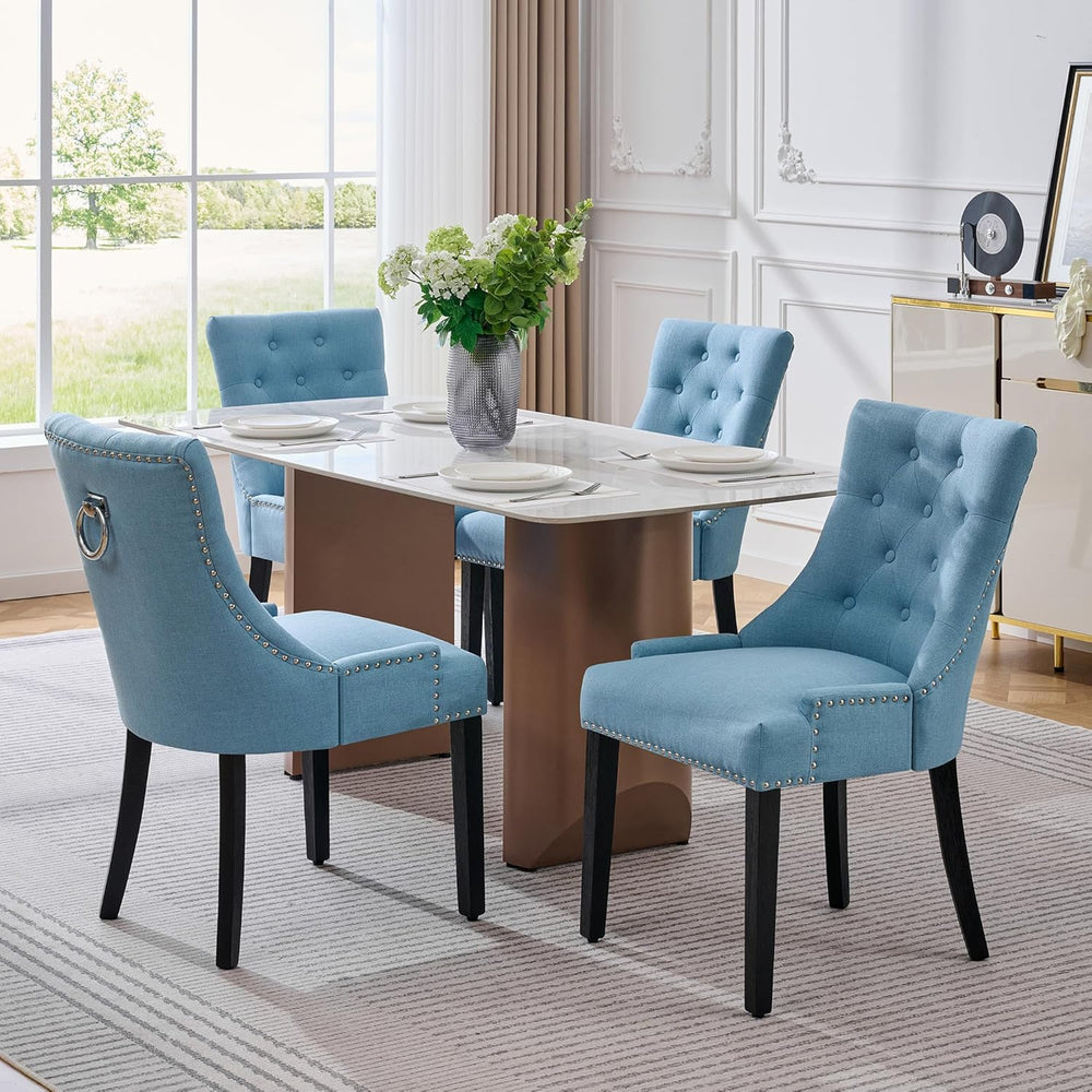 adochr Dining Chairs Set of 4, Upholstered Fabric Dining Room Chairs with Nai...