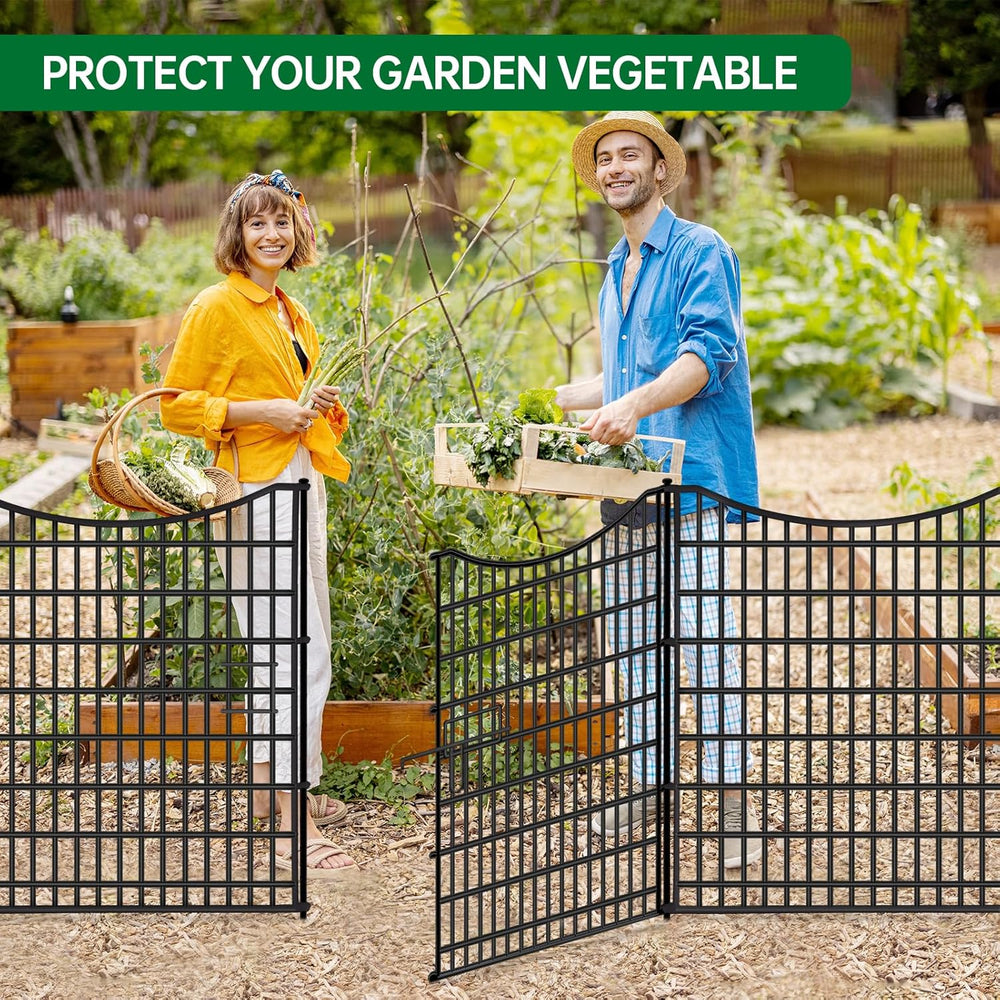 18 Panels No Dig Decorative Fence with Gate, 33 in(H) X 40.5 ft(L) Tall Garde...