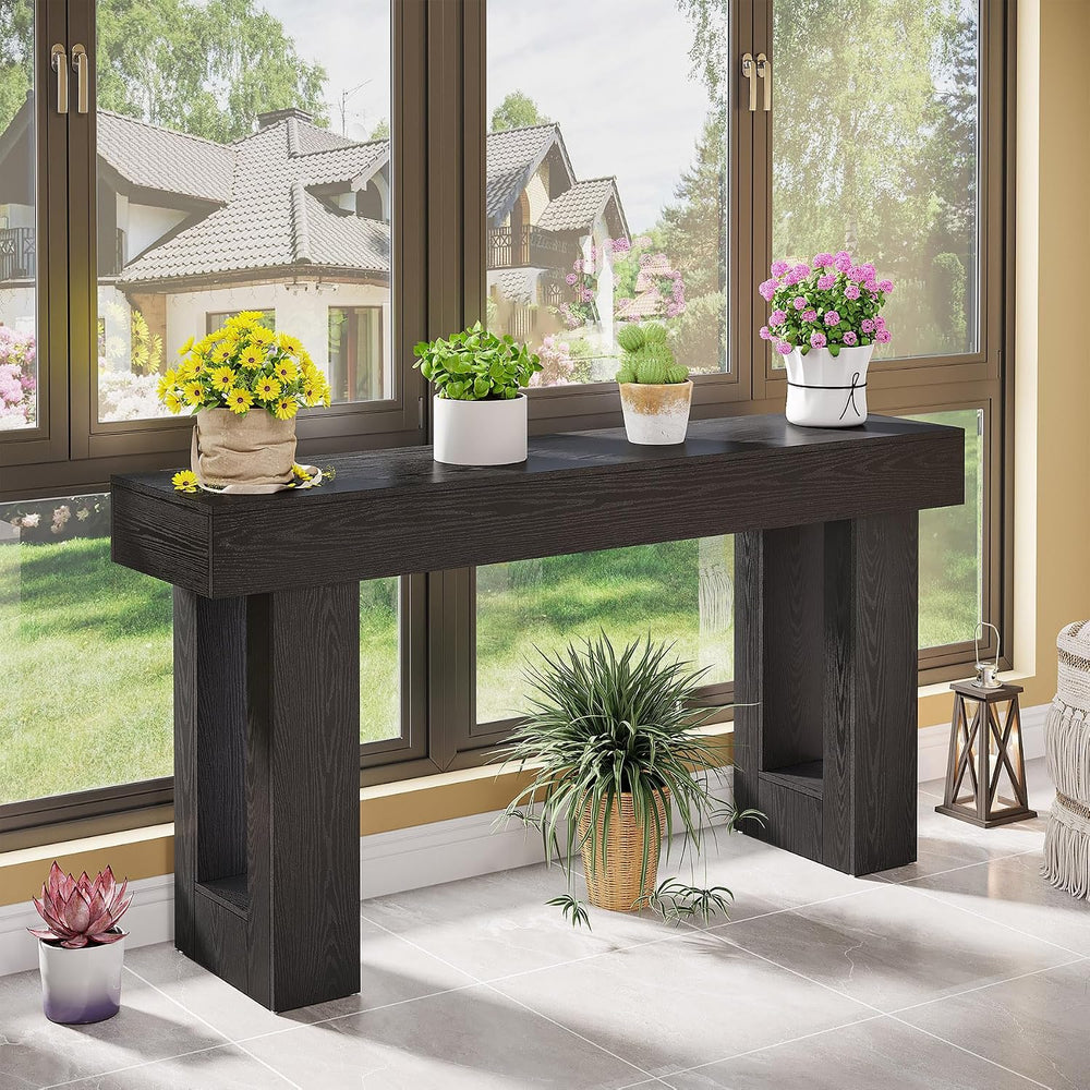 Tribesigns 63-Inch Long Console Table, Wooden Rectangular Sofa Table Behind T...