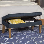 Homepop Home Decor | Upholstered Decorative Storage Ottoman Bench | Ottoman Bench with Storage for Living Room & Bedroom | Decorative Home Furniture, Navy Large