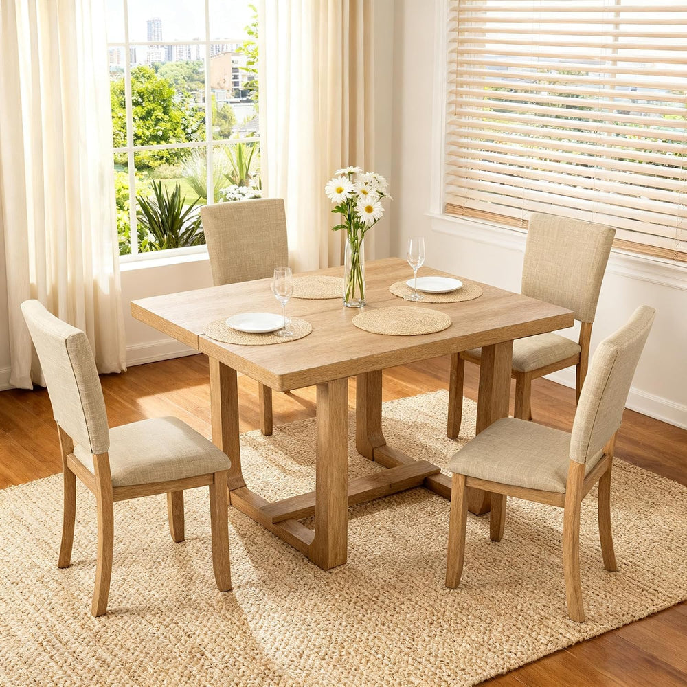 leovanni Rectangle Dining Table Set of 4, 48" Rectangle Kitchen Table an...