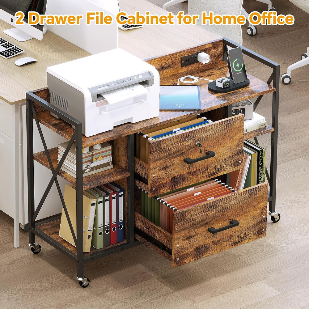 Office File Cabinet, 2 Drawer File Cabinets with Lock, Filing Cabinet with Po...