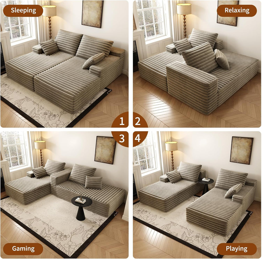 80” Oversized Double Lounge Chaise,Cloud Plush Sofa Bed,Upholstered Cloud Sof...