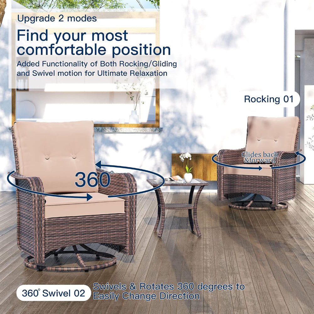 Kullavik 10 Piece Outdoor Patio Furniture Set with Fire Pit & Swivel Chairs