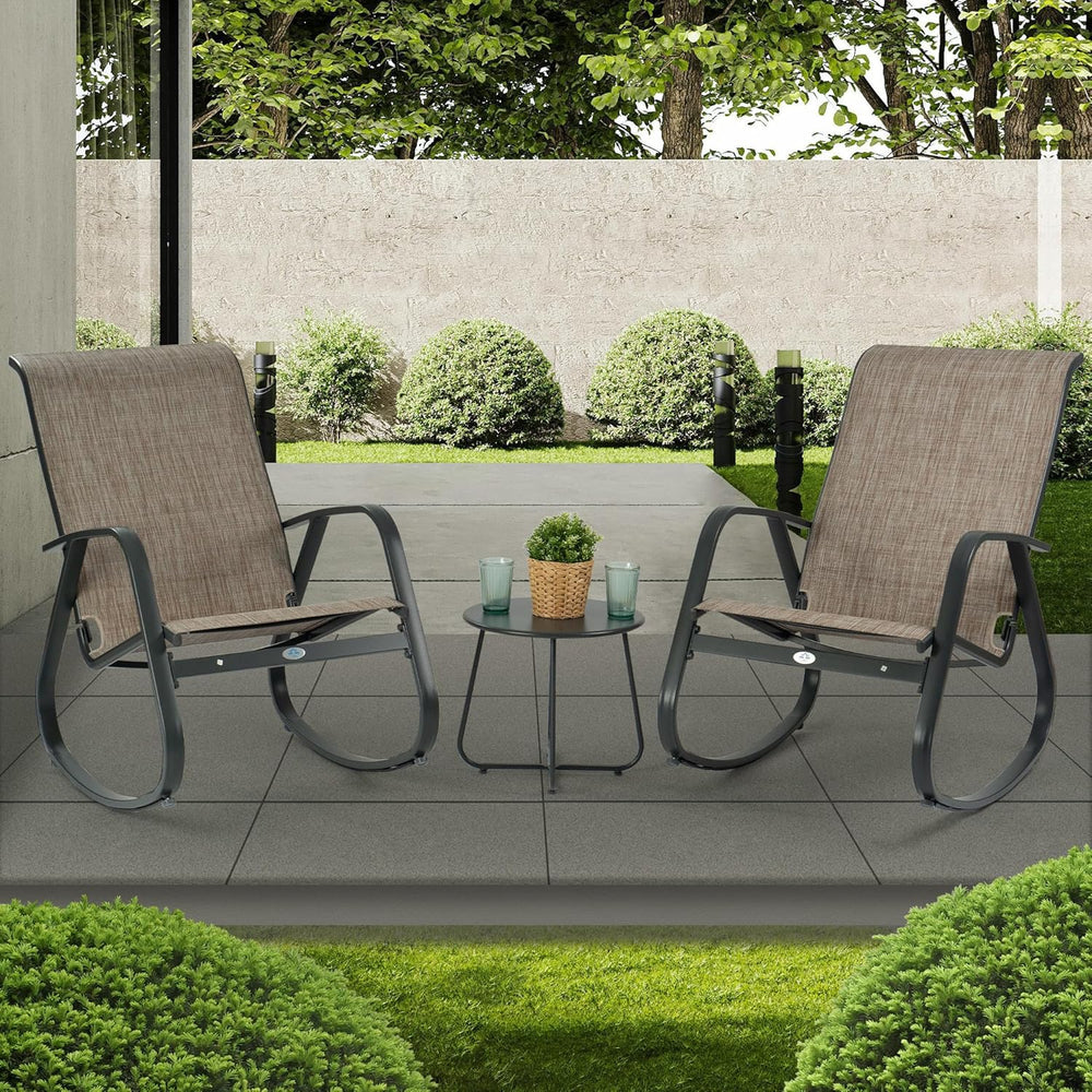 Kozyard 3-Piece Outdoor Rocking Chair Set, Patio Bistro Set with 2 Sling Rock...