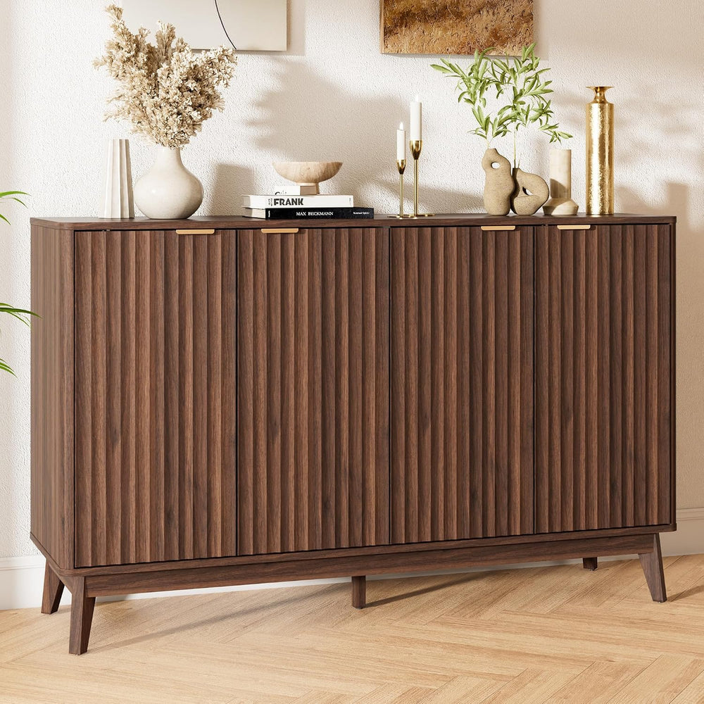 Buffet Cabinet, 55'' Walnut Coffee Bar Cabinet with Storage, Modern F...