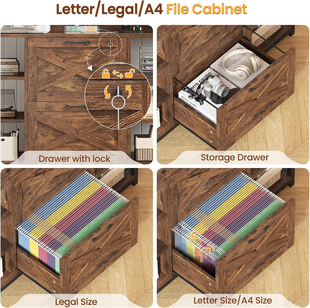 SEDETA File Cabinet, Filing Cabinet fits Legal/Letter/A4 Size, 2 Drawer Filin...