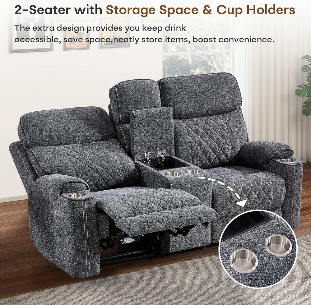 HAOMARKETS 2-Piece Power Recliner Sofa Set with Charging Port, Include 2-Seat...