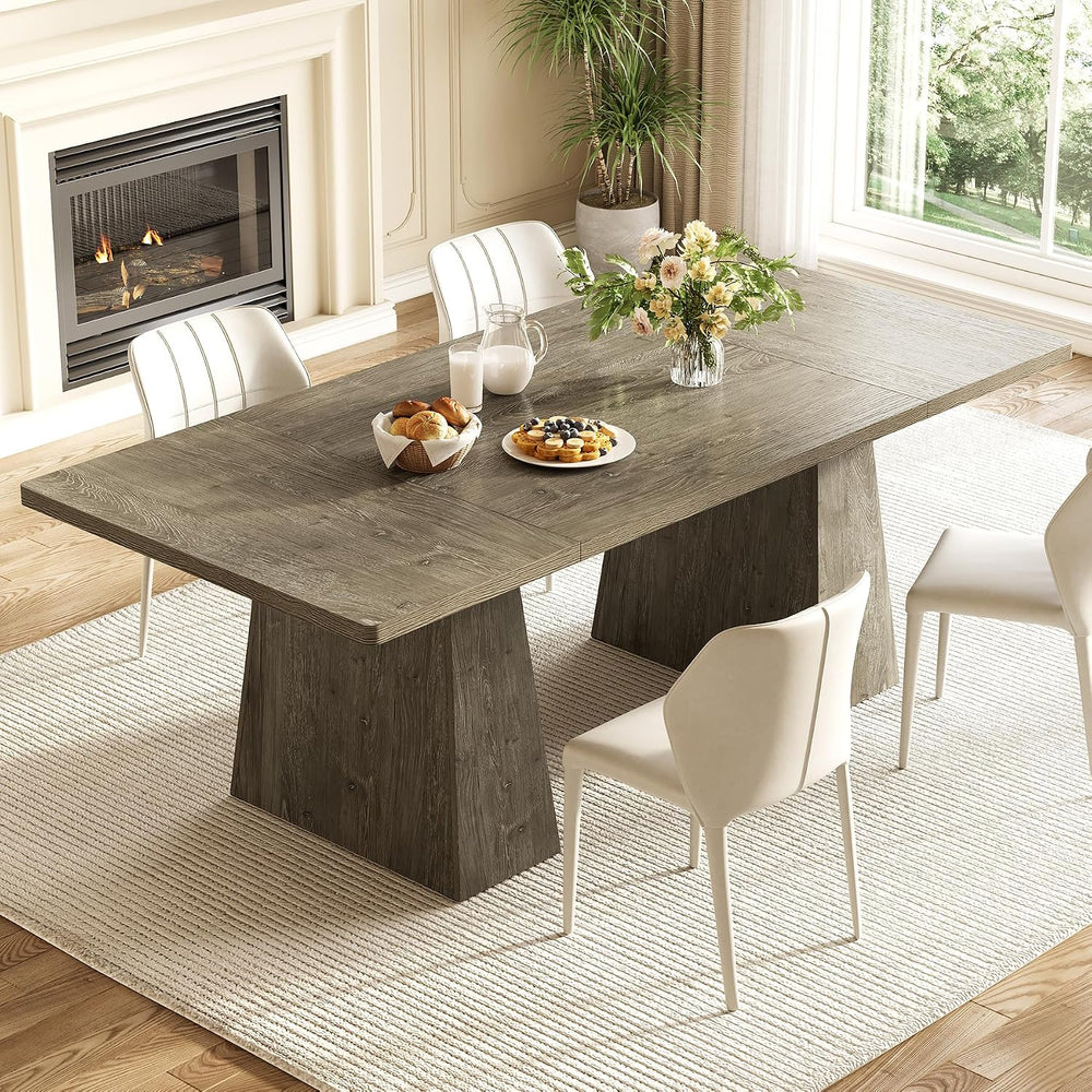 LITTLE TREE Dining Table for 4-6 People, Wooden Table, Rectangle Furniture wi...