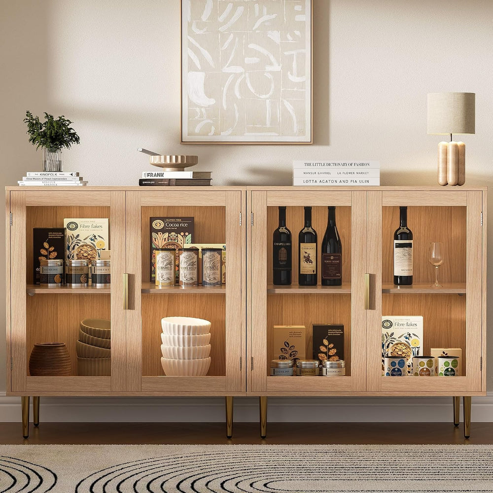 Housoul Buffet Cabinet with LED Lights, Sideboard Cabinet with 2 Doors Acryli...