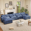 Furniwell 159" Modern Couches Sectional Sofa with Movable Ottoman, U Shaped Sofa Couch with Comfy Chenille and Deep Seat, 4-Seat Cloud Couch for Living Room, Bedroom and Apartment