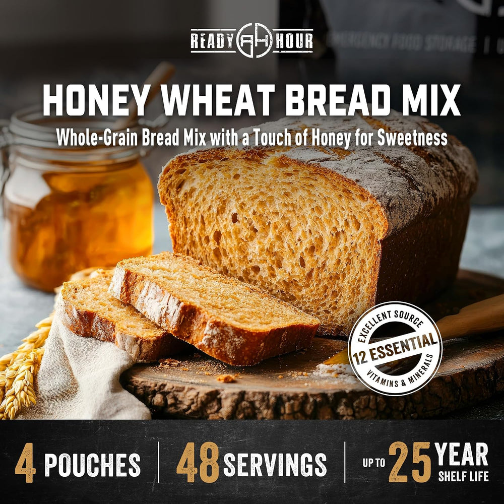 Ready Hour Honey Wheat Bread Mix Case Pack (48 Servings), Freeze-Dried, Honey...