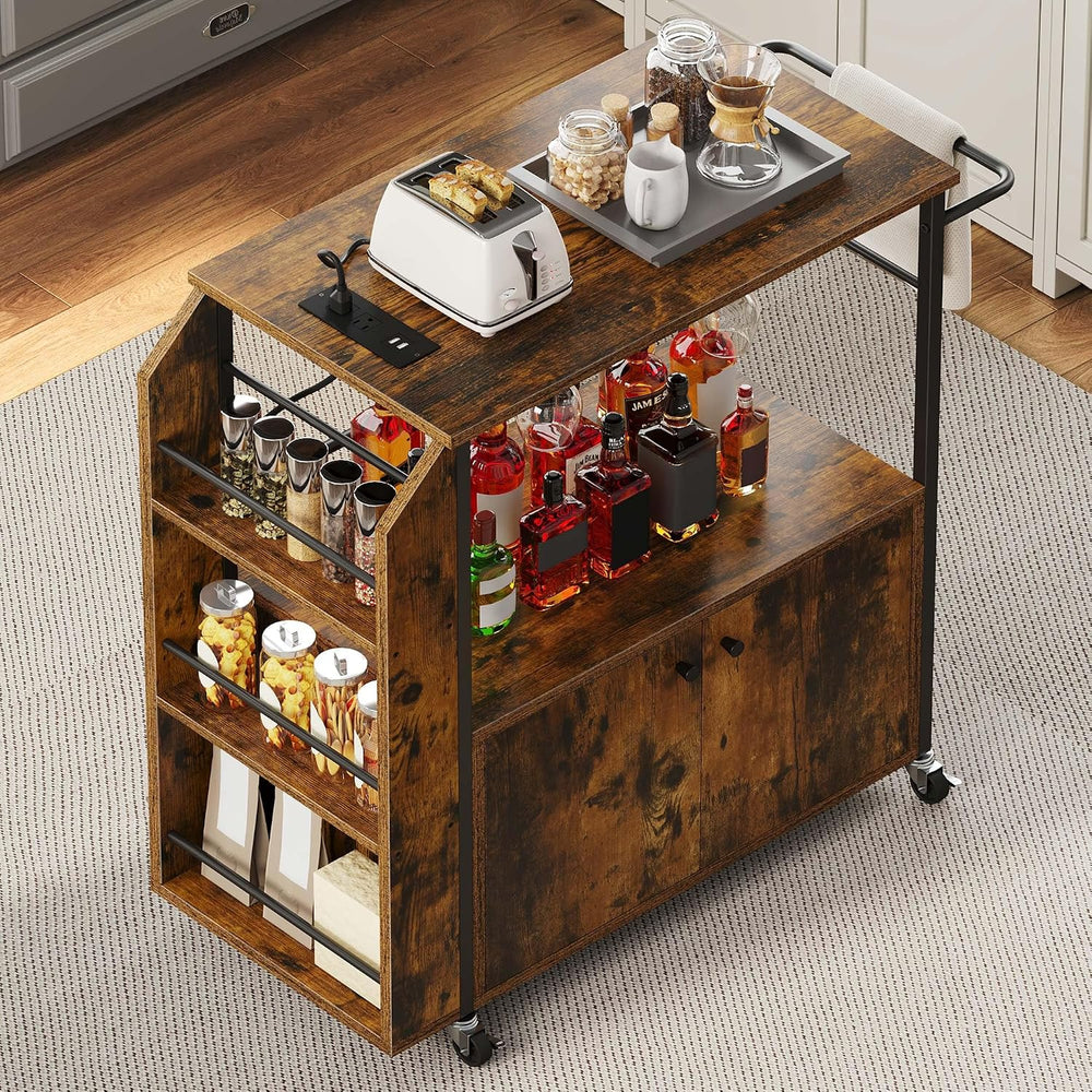 YITAHOME Kitchen Island Cart with Power Outlet, 36 Inch Mobile Kitchen Cart w...