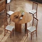 HOMCOM Wooden Dining Chairs Set of 2, Farmhouse Upholstered Kitchen Chairs with Rubber Wood Frame for Living Room, Dining Room, Dark Brown and Beige