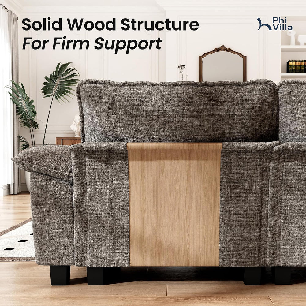 PHI VILLA 87.5" Oversized Sectional Loveseat Sofa with 1 Movable Ottoman
