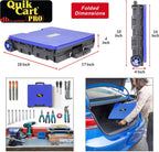 dbest products Quik Cart Pro Wheeled Rolling Crate Teacher Utility with seat Heavy Duty Collapsible Basket with Handle, Blue