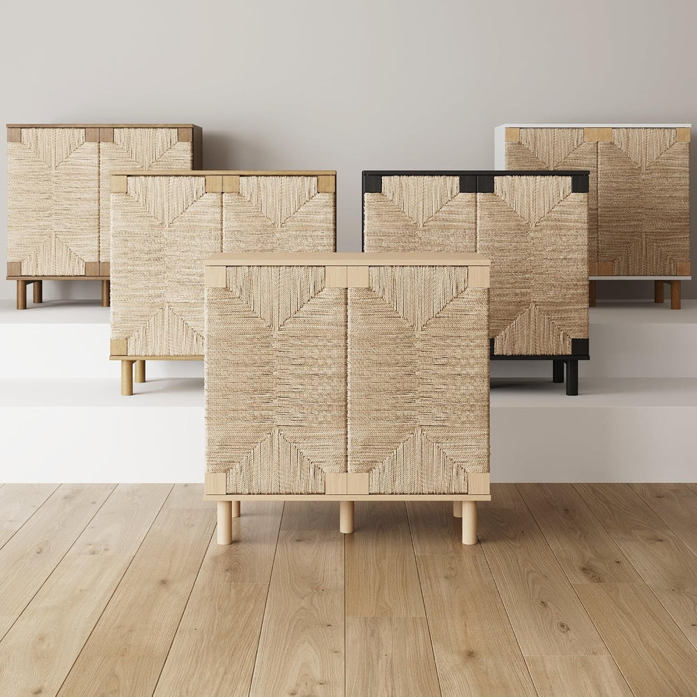 Nathan James Beacon Accent Buffet Sideboard Cabinet, Natural Light Wood Stora...