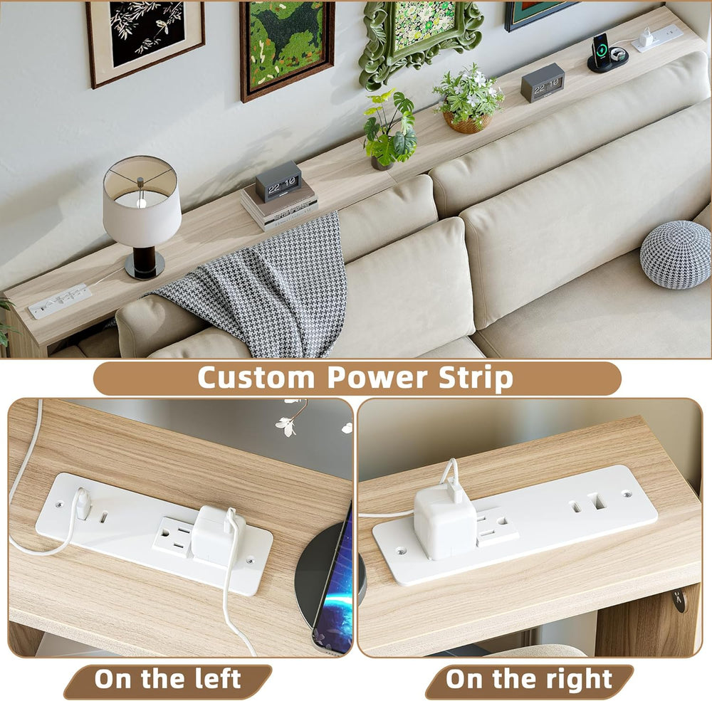TIQLAB 9.1 Inch Narrow Console Table with Power Outlet,Sofa Table Set of 2，To...