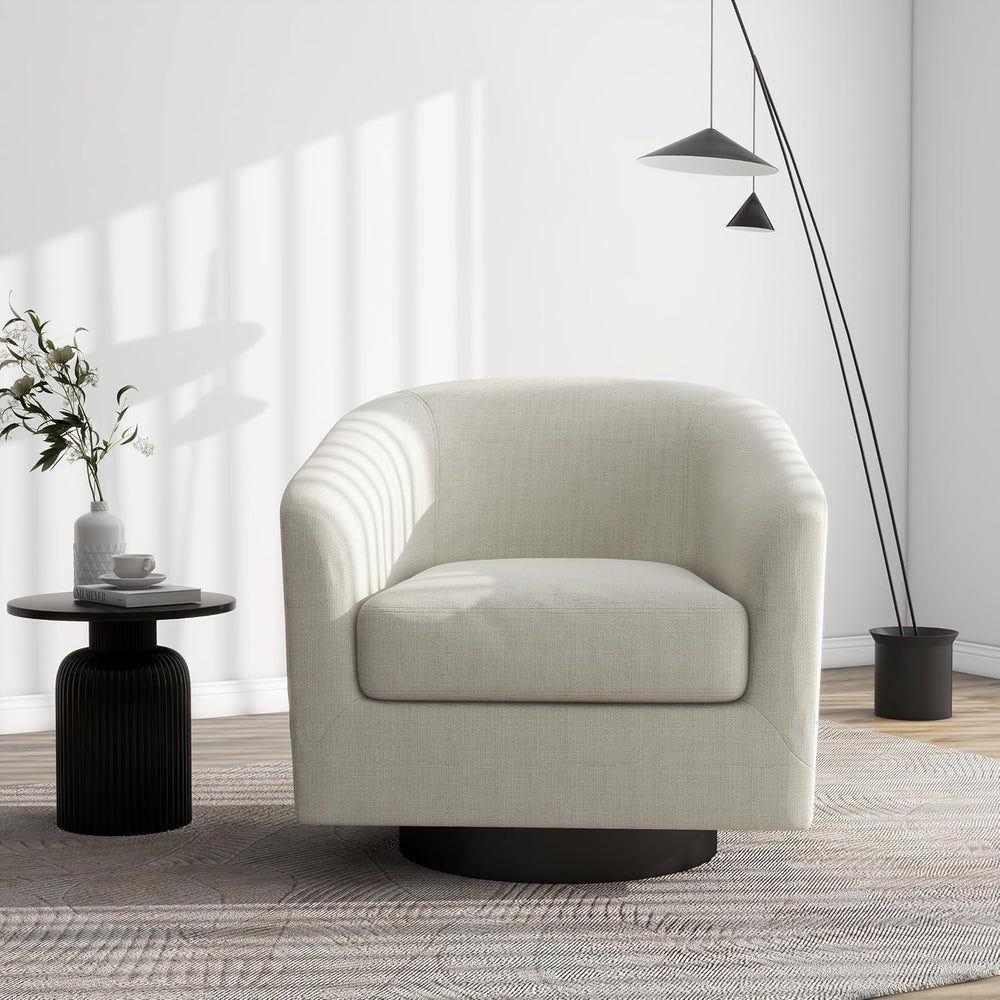 Swivel Barrel Accent Chair, Modern Round Chenille Fabric Arm Chair for Living...