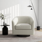 Swivel Barrel Accent Chair, Modern Round Chenille Fabric Arm Chair for Living Room, Bedroom, Comfy Club Reading Chairs for Adults