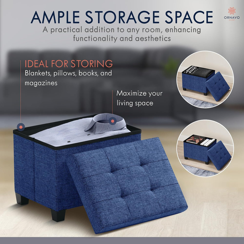 Ornavo Home Storage Ottoman Small Rectangle Ottoman with Legs, Foot Rest Stoo...