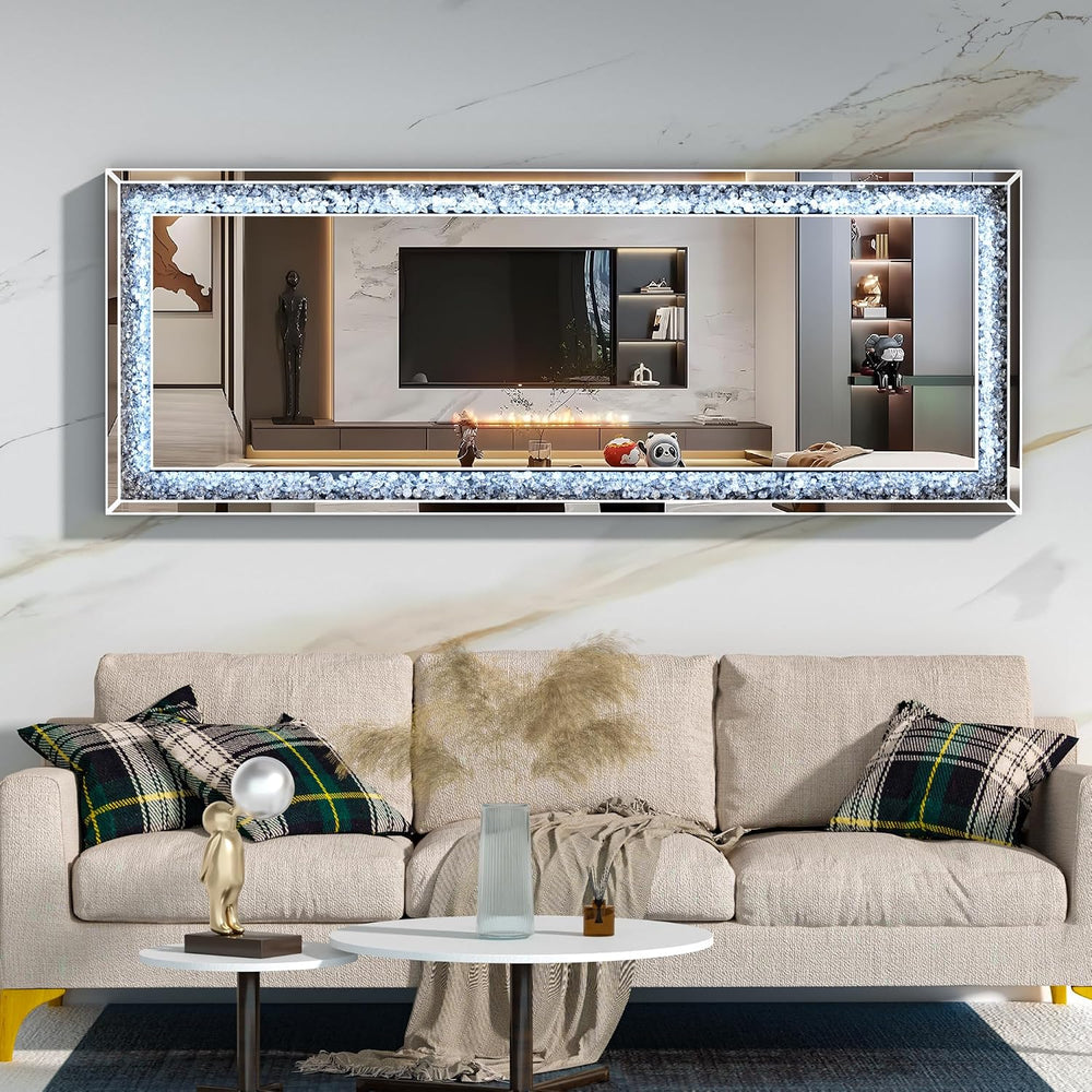 Hasipu Full-Length Mirror 69”×26” with Lights and Crystal Crush Diamond, Wall...