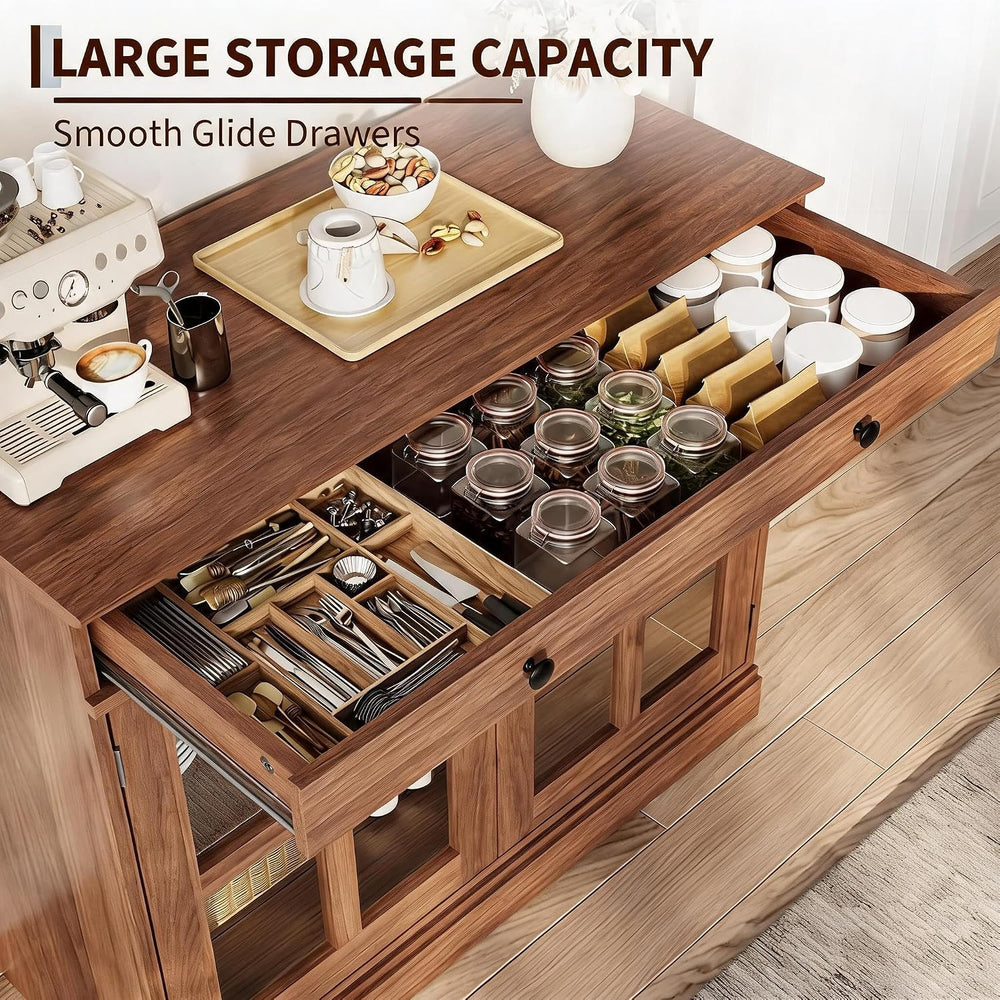 Garvee Sideboard Buffet Cabinet with Glass Doors and Adjustable Shelves