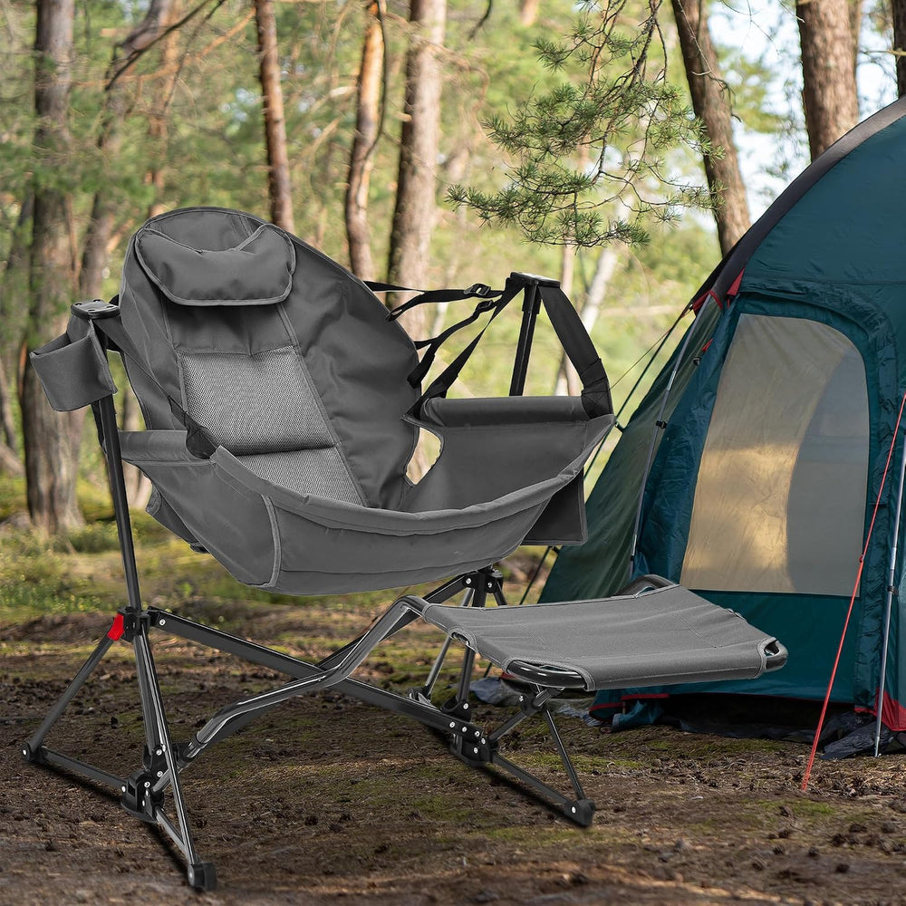Ainfox Hammock Camping Chair with Footrest, Foldable Portable Rocking Chairs ...
