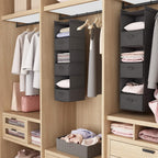 MAX Houser 6 Tier Shelf Hanging Closet Organizer, Closet Hanging Shelf with 2 Sturdy Hooks for Storage, Foldable (Grey-D3)