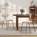 LSSPAID Dining Chairs Set of 2, Linen Fabric Upholstered Dining Room Chairs with Walnut Bentwood Back, Mid-Century Modern Kitchen Chairs with Adjustable Feet Pads, Beige