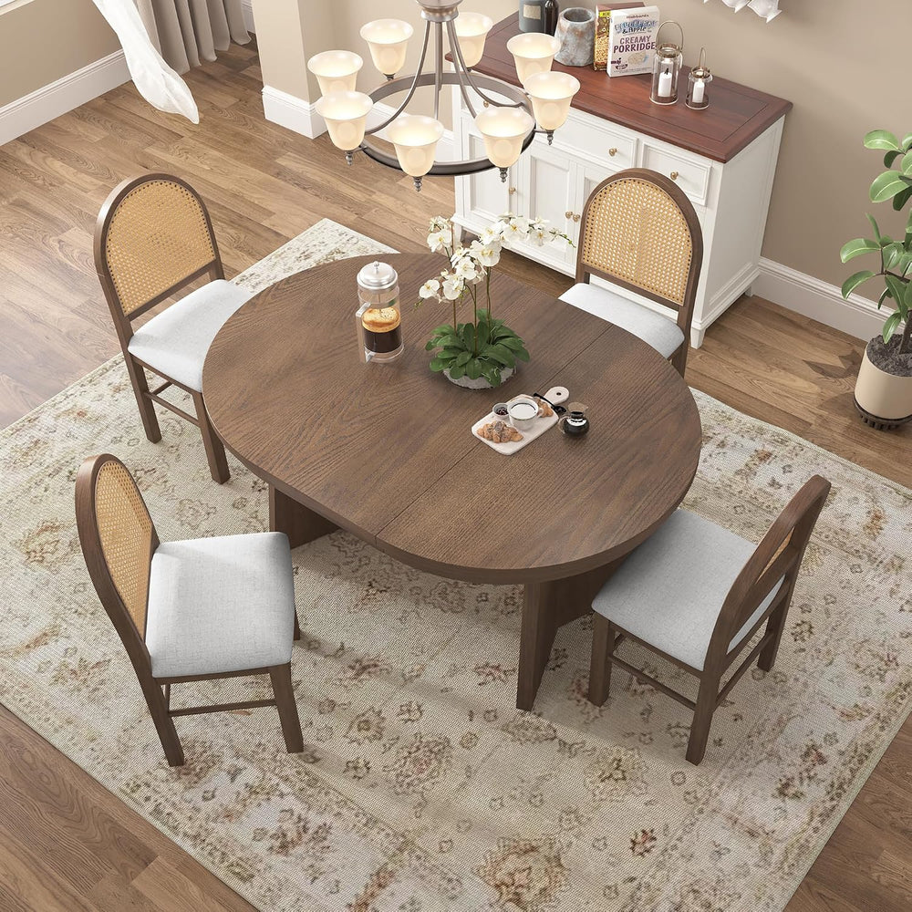 Harper & Bright Designs 5-Piece Extendable Round Dining Table Set for 4, ...