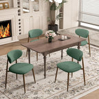 Dining Chairs Set of 4, Curved Back Kitchen Room Chairs with Metal Legs and Anti Slip Pads, Upholstered Dining Chair for Home and Restaurant, Green