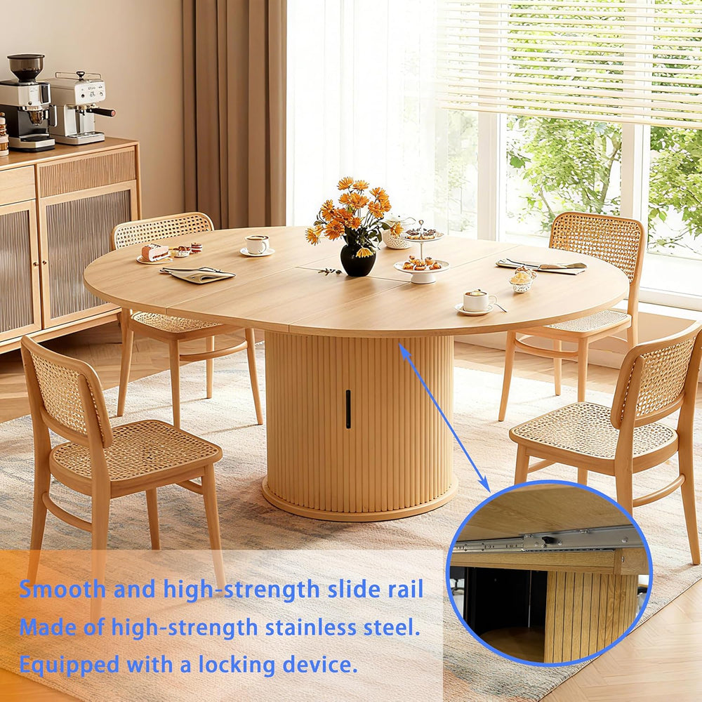 Wildhome Extendable Round Dining Table for 2-4-6, 59 Inch Dining Room Kitchen...