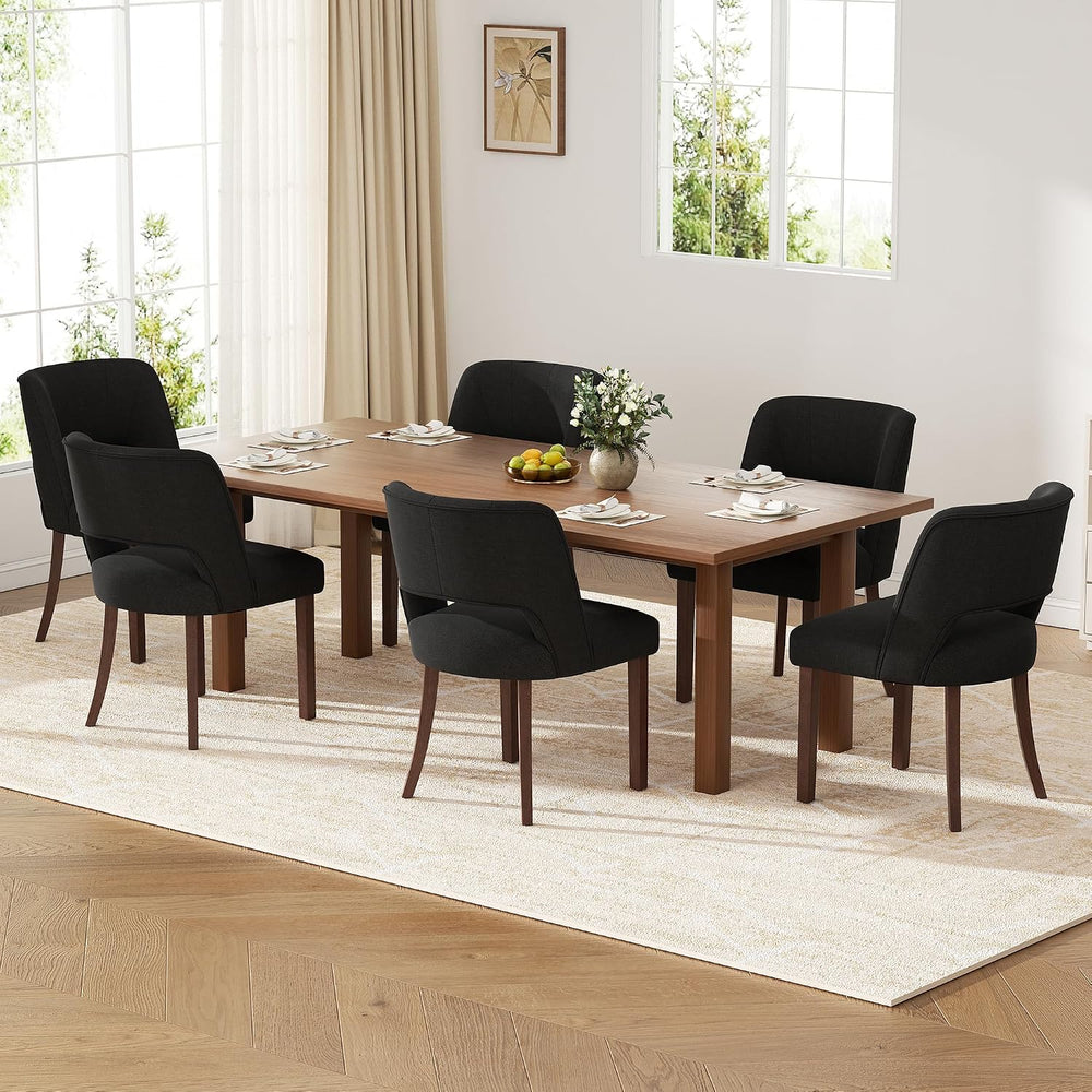 Dining Chairs Set of 6,Modern Dining Room Chairs with Thick Cushions,Linen Up...