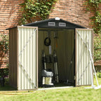 GVDV 6x4 FT Outdoor Metal Storage Shed, Durable Garden Shed with Updated Frame Structure for Backyard, Patio, Tool Storage, All-Weather Shelter for Bike, Gardening Tools, Equipment, Pet