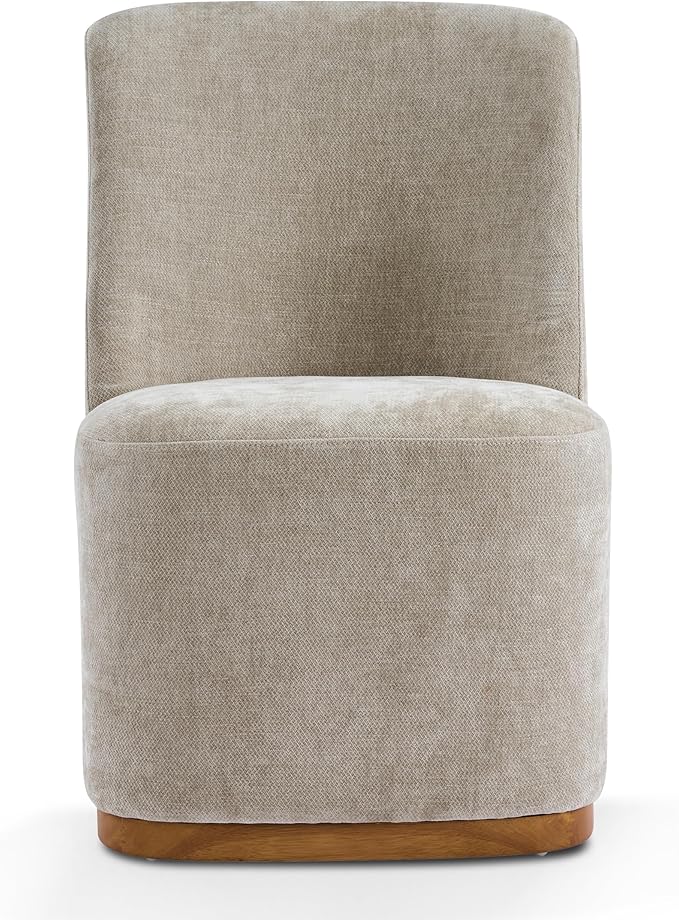Christopher Knight Home Lucy Chenille Upholstered Dining Chairs Set of 2, Sturdy Wooden Dining Chair with Pedestal Base, Modern Kitchen Chairs with Solid Back, Versatile Indoor Usage, Oatmeal