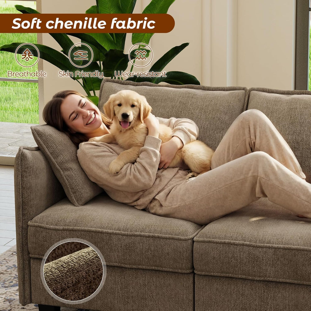 WorthFurni 112" Modular Sectional Sofa U Shape Couches with Storage Otto...