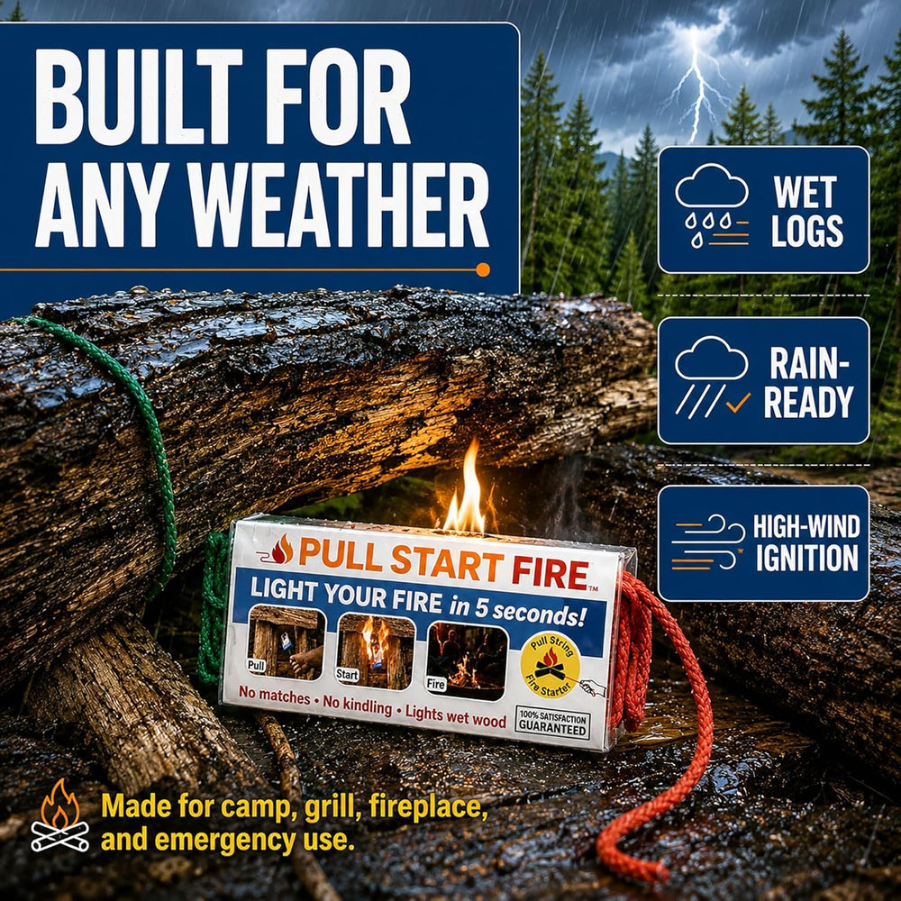 Starter, Pull String, No Matches, Lights Wet Wood, 12 Count