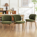 YOUNIKE Olive Green Dining Chair with High Back Set of 3 Mid Century Modern Kitchen Chair Boucle Fabric Upholstered Armless Accent Chair 20" Wide Padded Seat with Wooden Legs for Living Room Bedroom