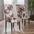 Christopher Knight Home Pertica Contemporary Velvet Dining Chairs, 2-Pcs Set, Milk Cow / Dark Brown