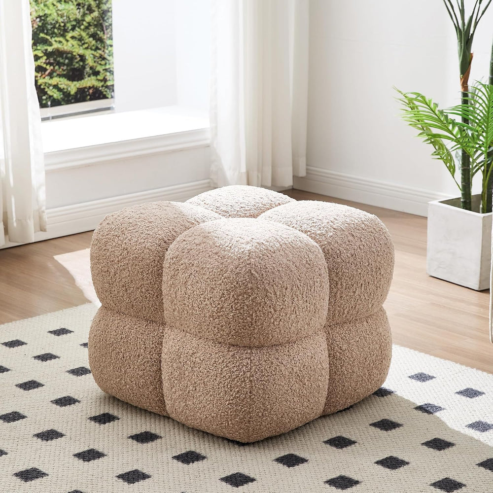 Zesthouse Square Pouf Ottomans Set of 2, Modern Vanity Chair for Bedroom | Sh...