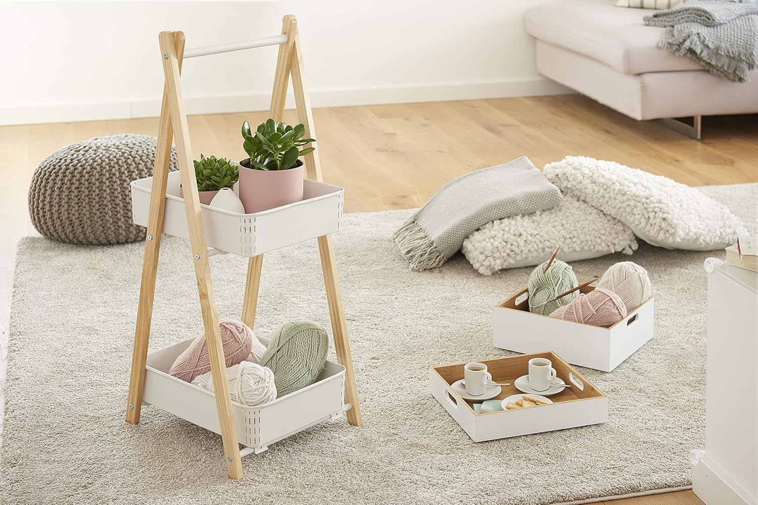 Zeller White Bamboo Storage Box, White, ca. 30 x 27 x 10,5 cm