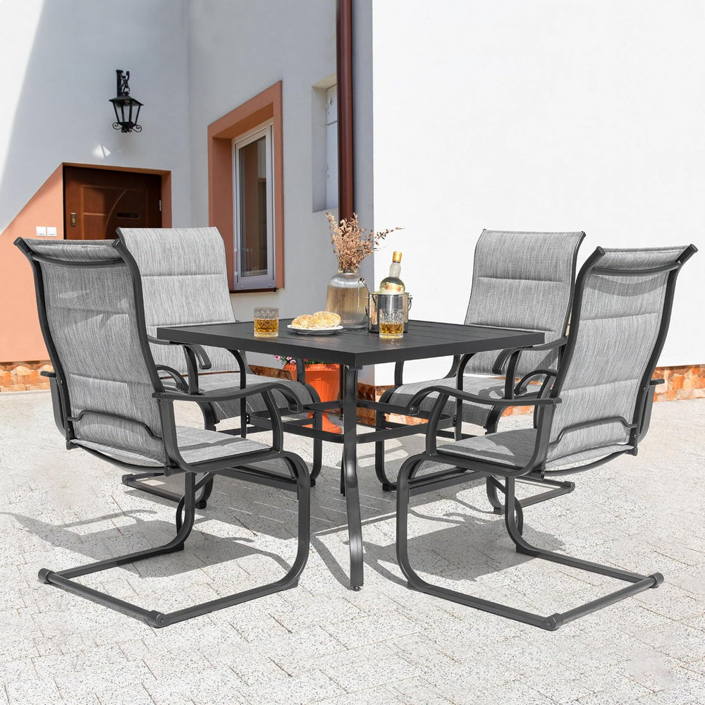NUU GARDEN 5 Piece Outdoor Dining Set, All Weather Outdoor Padded Textilene P...