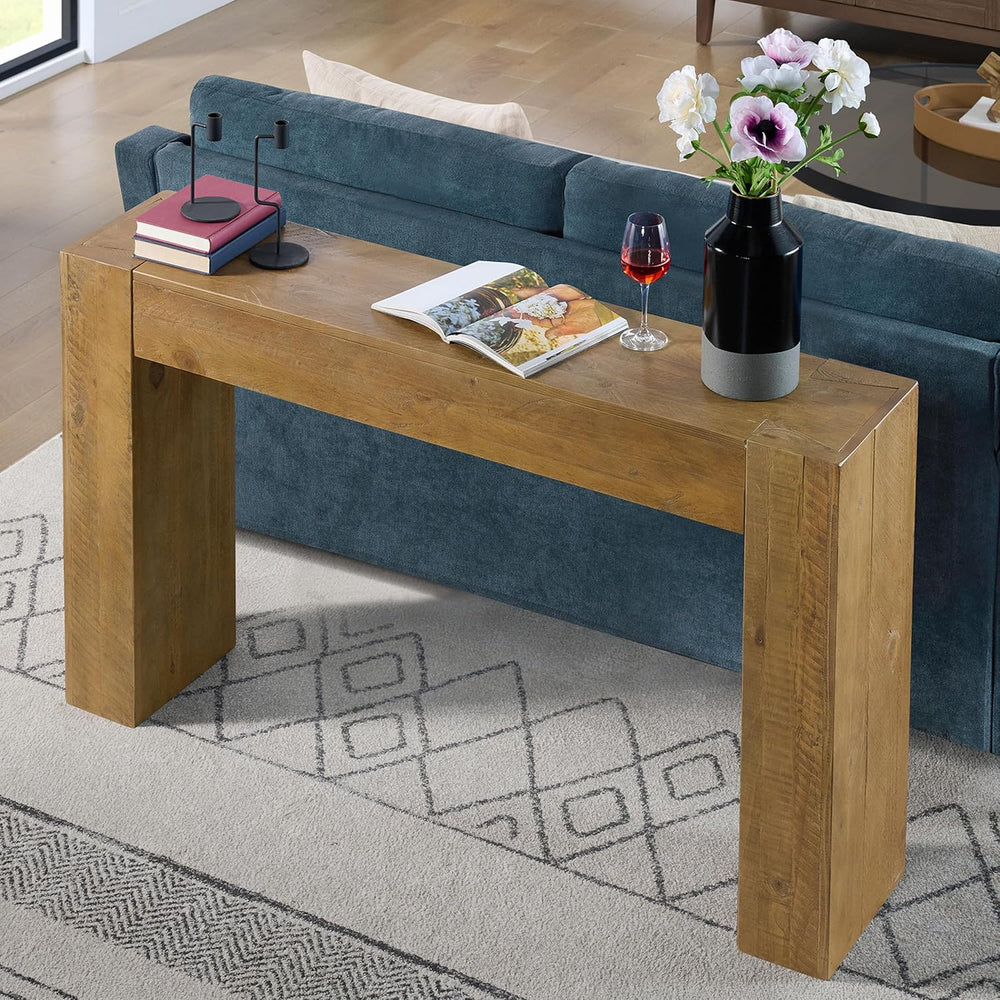 Alaterre Furniture Stockyard Solid Wood Console Table - 56 Inch Modern Farmho...